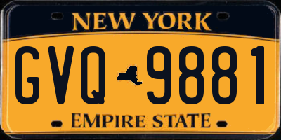 NY license plate GVQ9881