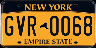 NY license plate GVR0068