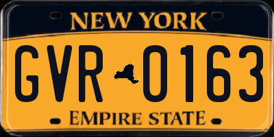 NY license plate GVR0163