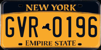 NY license plate GVR0196