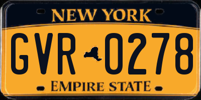 NY license plate GVR0278