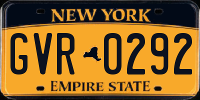 NY license plate GVR0292