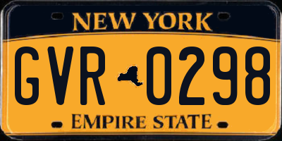 NY license plate GVR0298