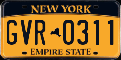 NY license plate GVR0311