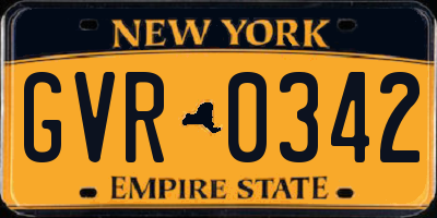 NY license plate GVR0342