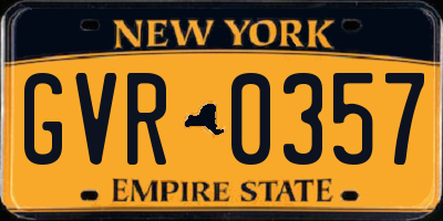 NY license plate GVR0357