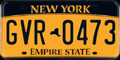 NY license plate GVR0473