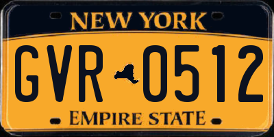 NY license plate GVR0512