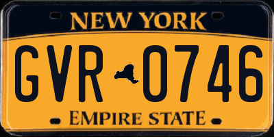 NY license plate GVR0746