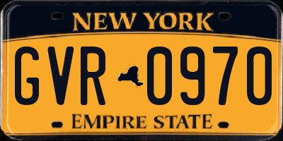 NY license plate GVR0970