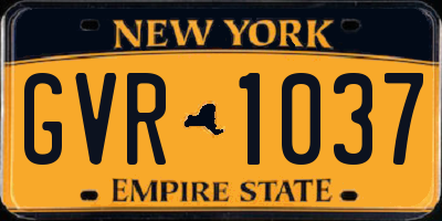 NY license plate GVR1037