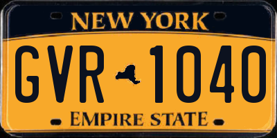 NY license plate GVR1040