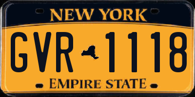 NY license plate GVR1118