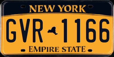 NY license plate GVR1166