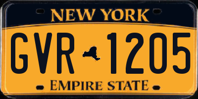 NY license plate GVR1205