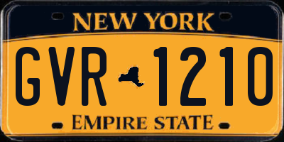 NY license plate GVR1210