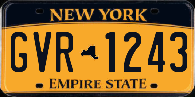 NY license plate GVR1243