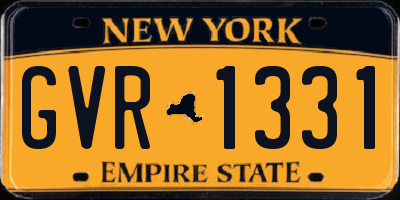 NY license plate GVR1331