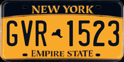 NY license plate GVR1523