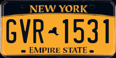 NY license plate GVR1531