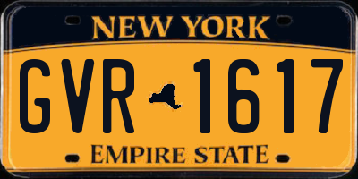 NY license plate GVR1617