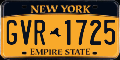 NY license plate GVR1725