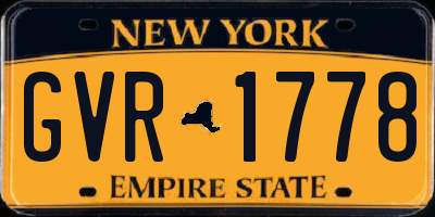 NY license plate GVR1778