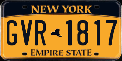 NY license plate GVR1817