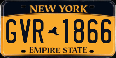 NY license plate GVR1866