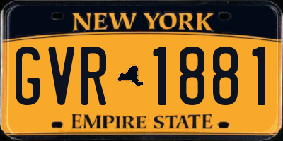 NY license plate GVR1881