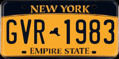NY license plate GVR1983