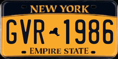 NY license plate GVR1986