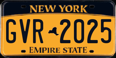 NY license plate GVR2025