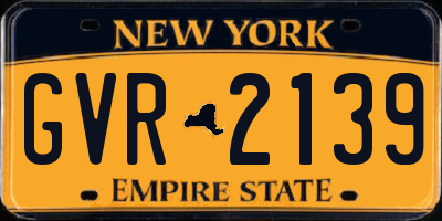 NY license plate GVR2139