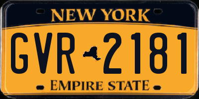 NY license plate GVR2181
