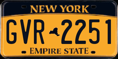 NY license plate GVR2251