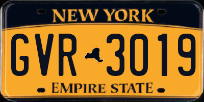 NY license plate GVR3019