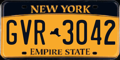 NY license plate GVR3042