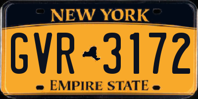 NY license plate GVR3172