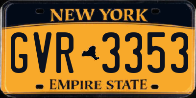 NY license plate GVR3353