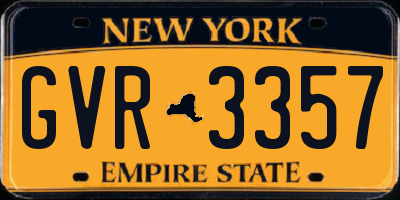 NY license plate GVR3357