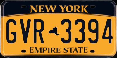 NY license plate GVR3394