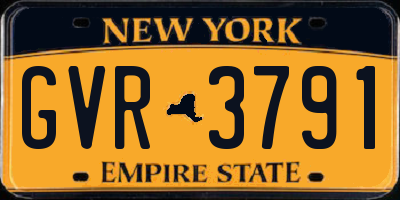 NY license plate GVR3791