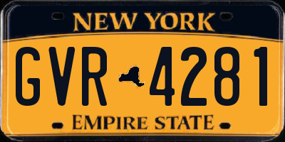 NY license plate GVR4281