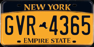 NY license plate GVR4365