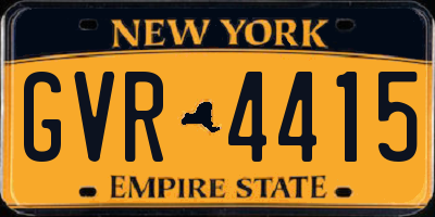 NY license plate GVR4415