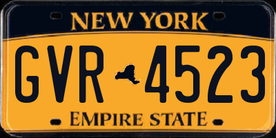 NY license plate GVR4523