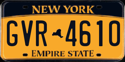 NY license plate GVR4610