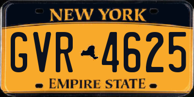 NY license plate GVR4625