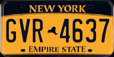 NY license plate GVR4637